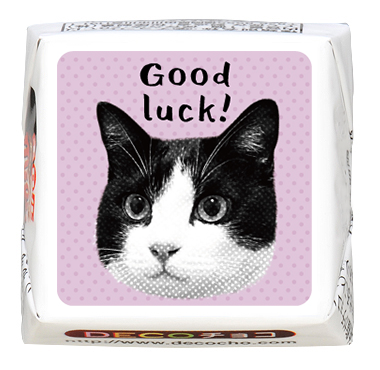 【猫の日】Good Luck! パープル|【特集】猫フェス|500種類以上のデザインから選んで一粒から購入できちゃう|DECOチョコ